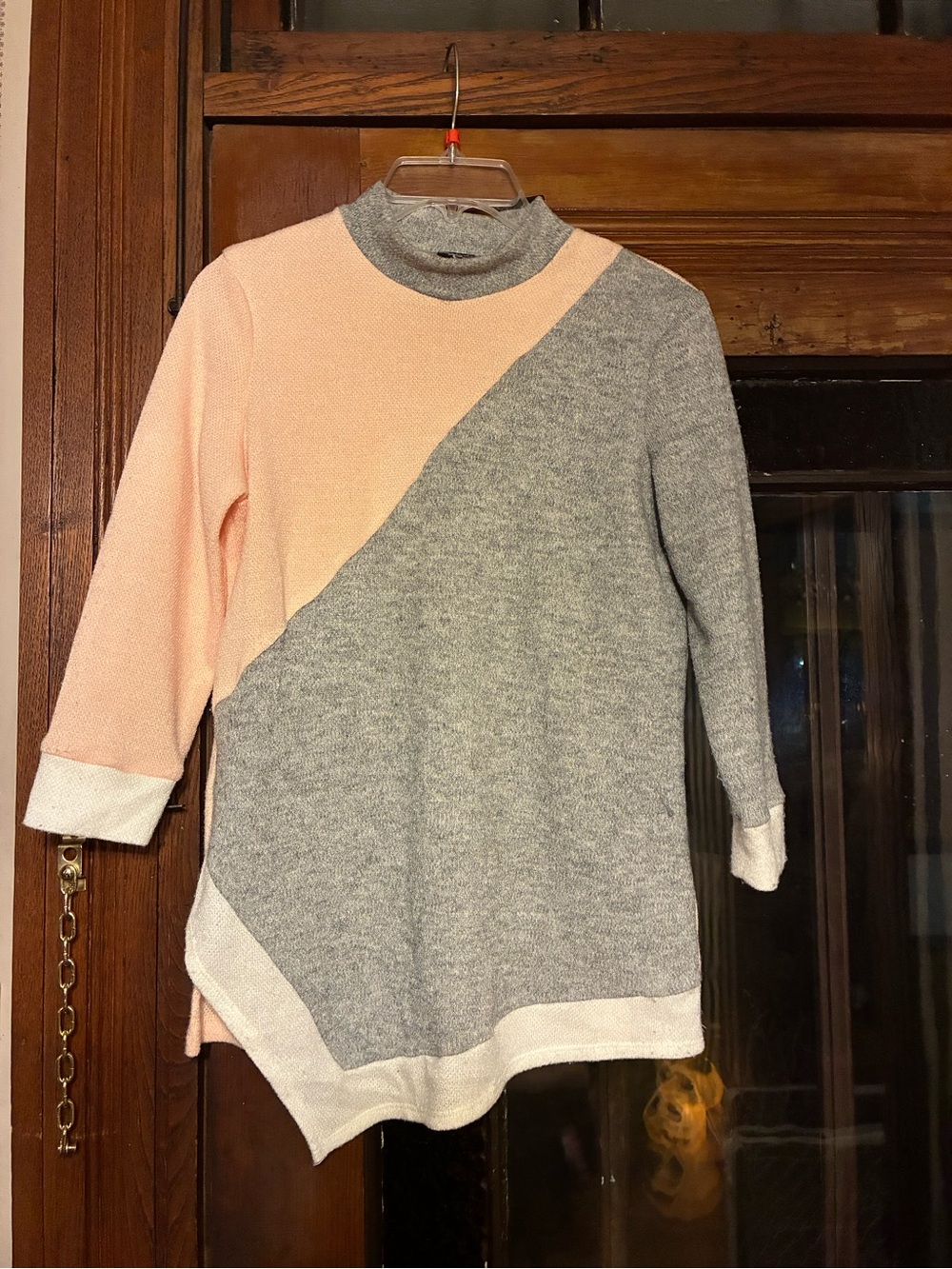 Bali Colorblock Crewneck Sweater Tunic - Pink and Gray